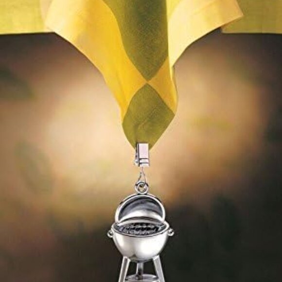 Pizzazz Pewter Tablecloth Weighted Clip on Holders Set of 4 Picnic BBQ Cookout - Picture 2 of 4